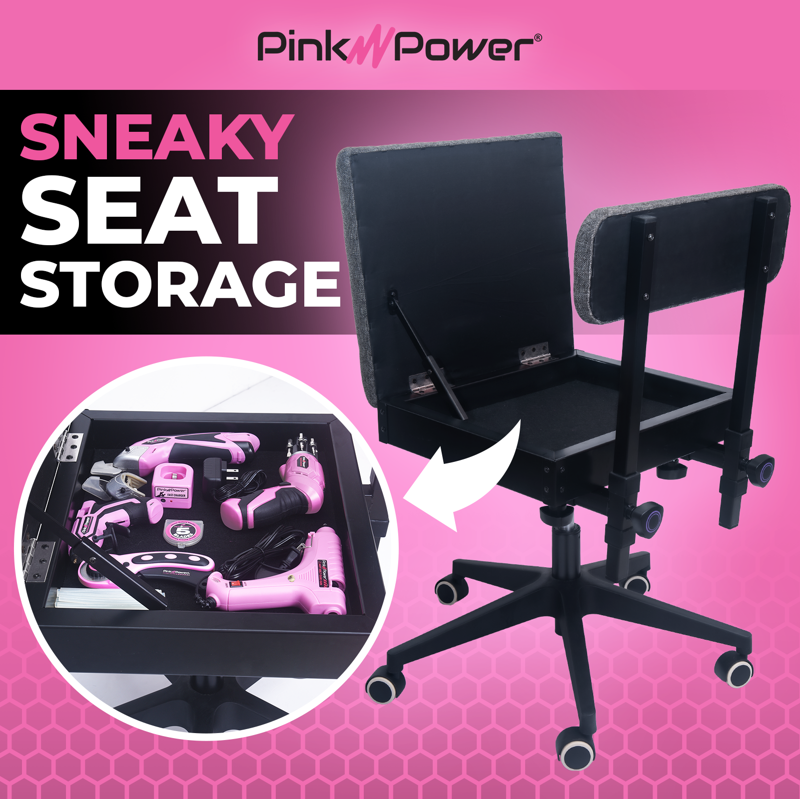 Ergonomic Sewing Chair with Wheels and Adjustable Back Support - Crafting & Quilting Stool