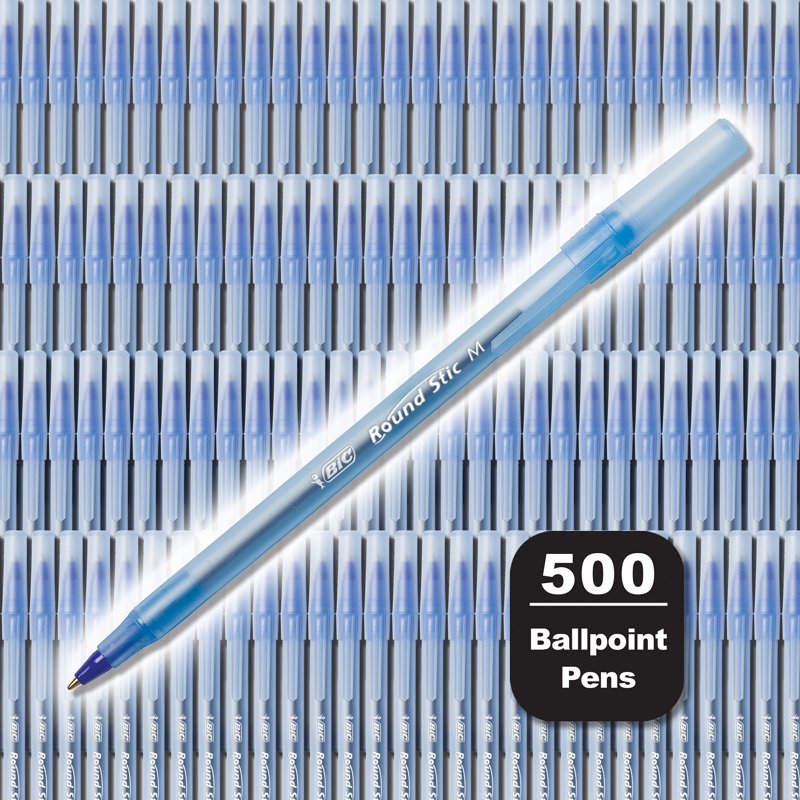 Bulk Blue Ballpoint Pens 1.0mm Medium Point 500 Pack - Reliable Office Writing Supplies