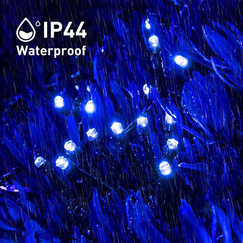 Blue Solar Christmas String Lights with 8 Modes Outdoor Waterproof 400 LED 151FT