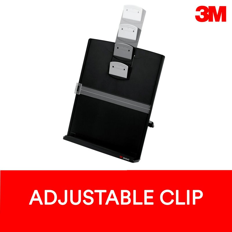 Desktop Document Holder for Office, Holds 150 Sheets, Adjustable Clip, Black