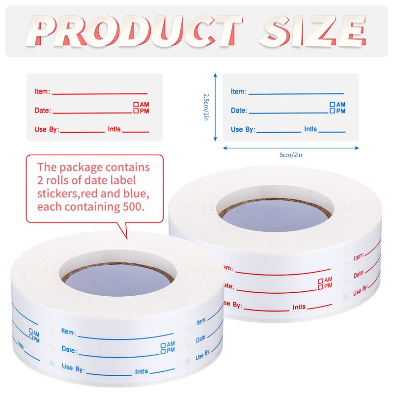Removable Food Storage Labels - 2 Rolls, 1000 Waterproof & Oil-Resistant Stickers for Jars & Containers