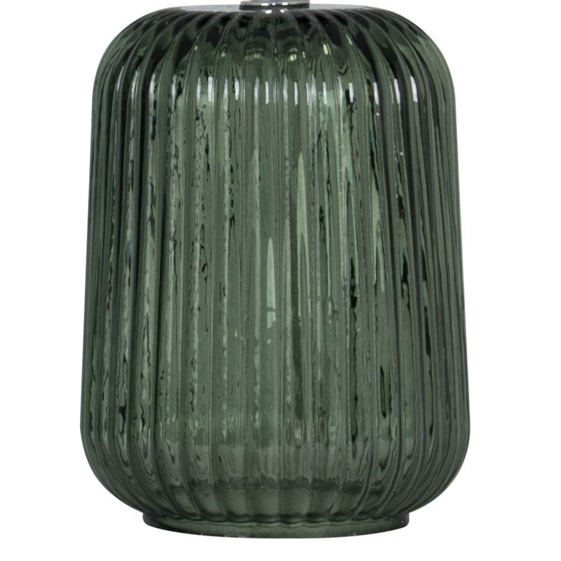 Green Glass Table Lamp with White Shade - Compact Indoor Accent Light