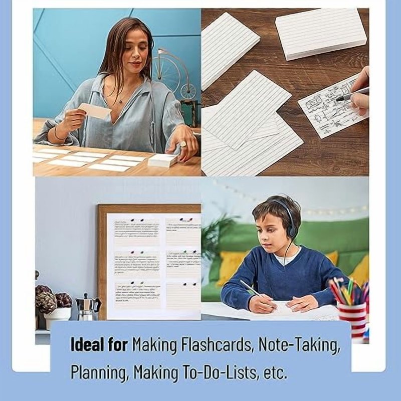 Bulk 3x5 White Lined Index Cards - Pack of 100, 10,000 Count for School & Office