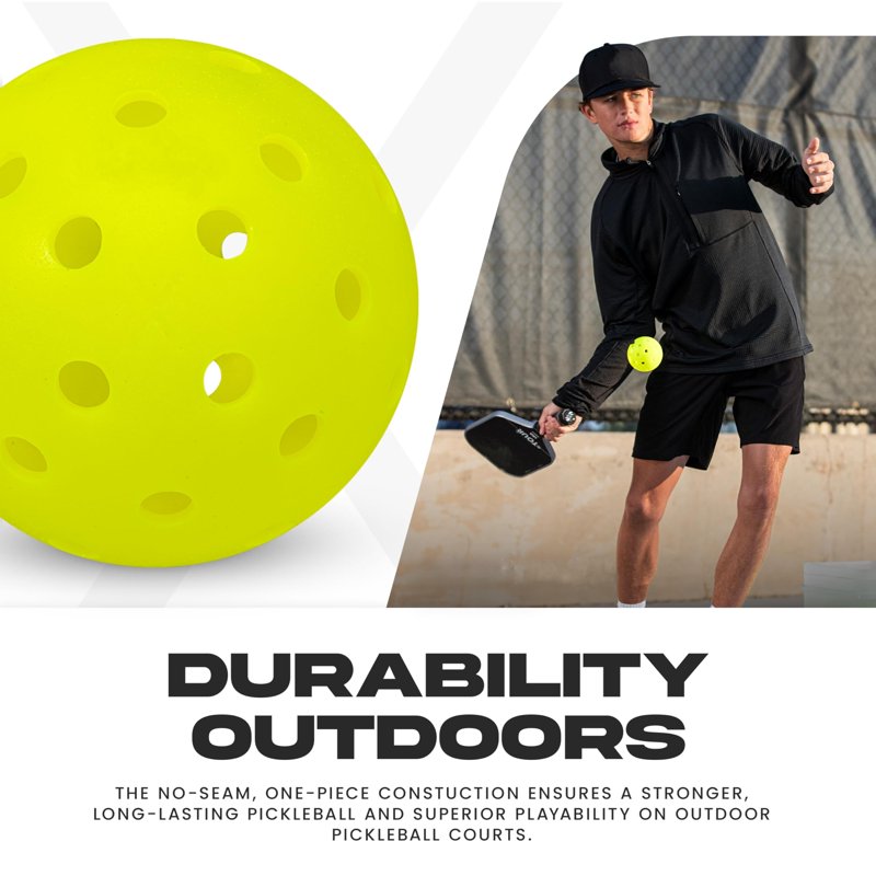 Outdoor Pickleballs - Official Size & Weight, 40-Hole, USAPA Approved, Optic Yellow 12 Pack - Variation: Yellow-12PK