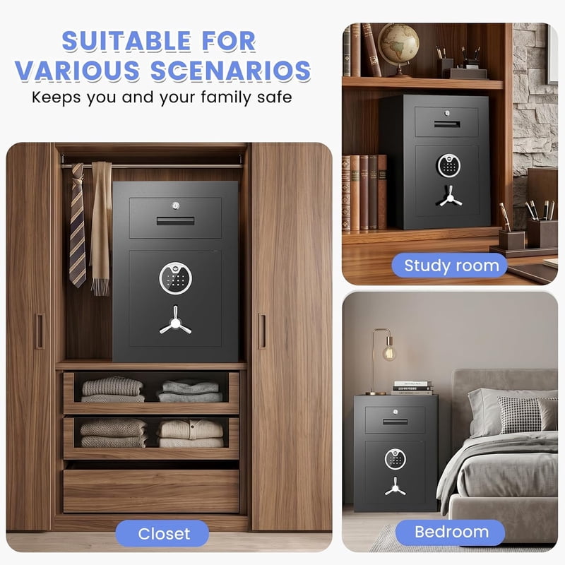 Digital Home Safe Box with Widened Frame and Adjustable Shelf for Jewelry and Valuables