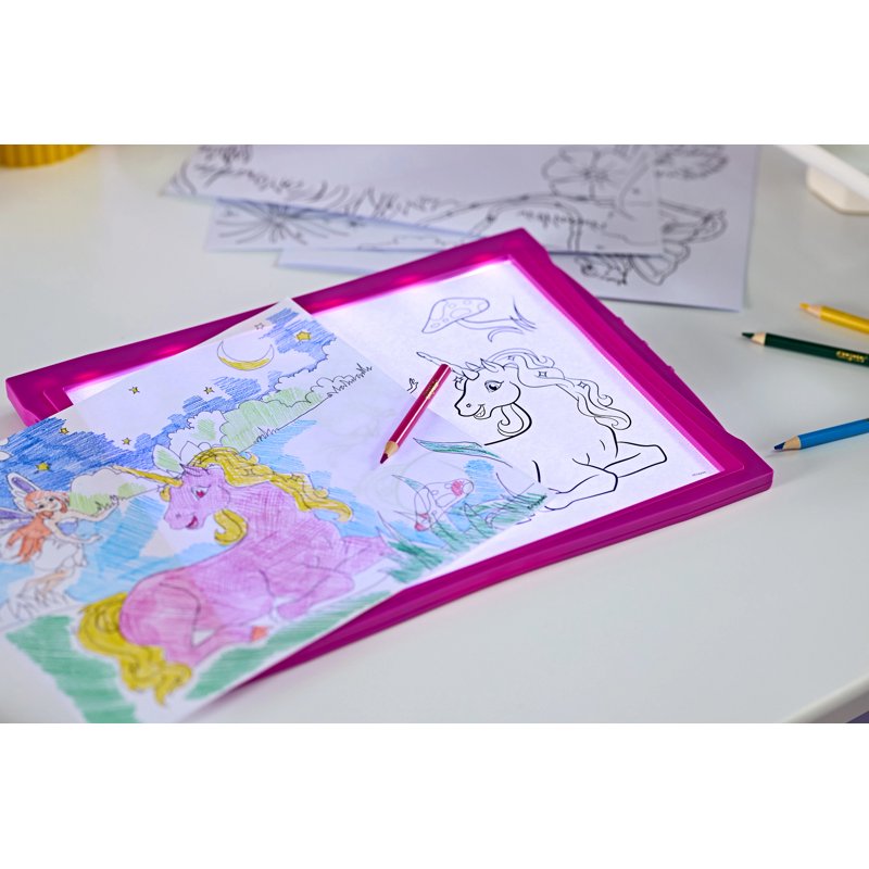 Light-Up Tracing Pad for Kids & Artists - Pink Art & Craft Toy with Colored Pencils, Drawing Sheets