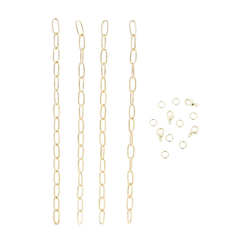 Gold Dainty Long Chain Jewelry Making Set - 4 Pieces, 7.5 Inch Link