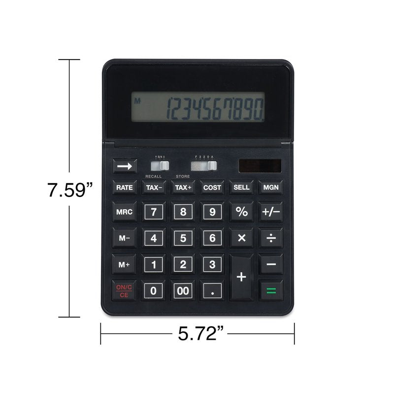Solar and Battery Powered 12-Digit Desktop Calculator for Financial & Office Use