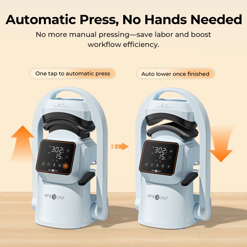 Auto Hat Press Machine with Digital Temp & Timer Control for Caps and DIY Crafts