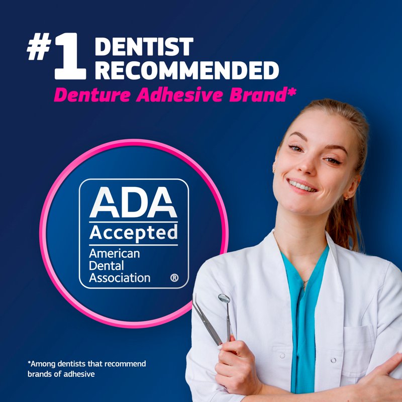 Denture Adhesive Cream with Scope Flavor, 2 oz - Strong Hold & Breath Bacteria Shield