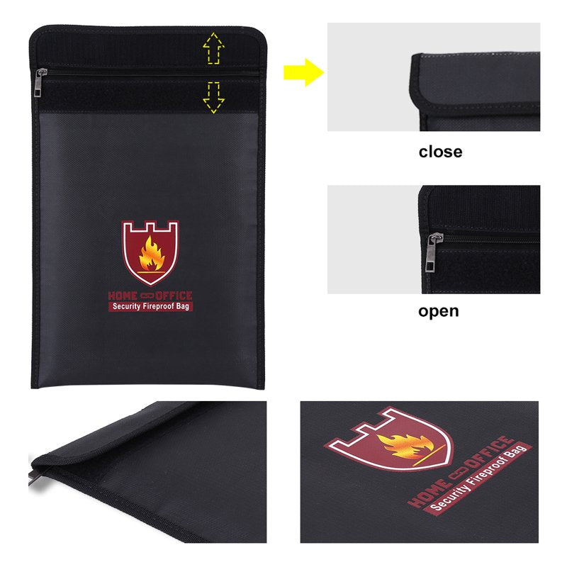 Fireproof Document Bag Waterproof Safe Pouch for Valuables 14x11 Inches