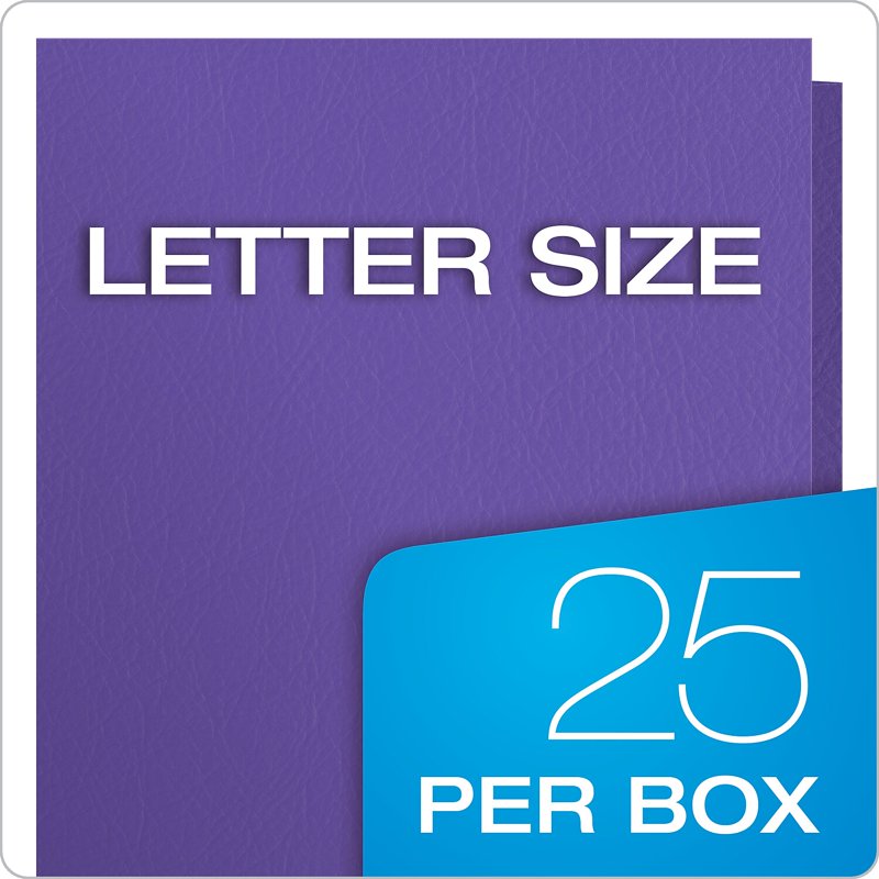 Oxford Twin-Pocket Folder with Leather Grain Finish - Purple, 25 Pack