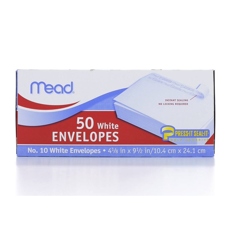 Self-Seal Business #10 Envelopes 50 Pack - White Office Mailing Supplies