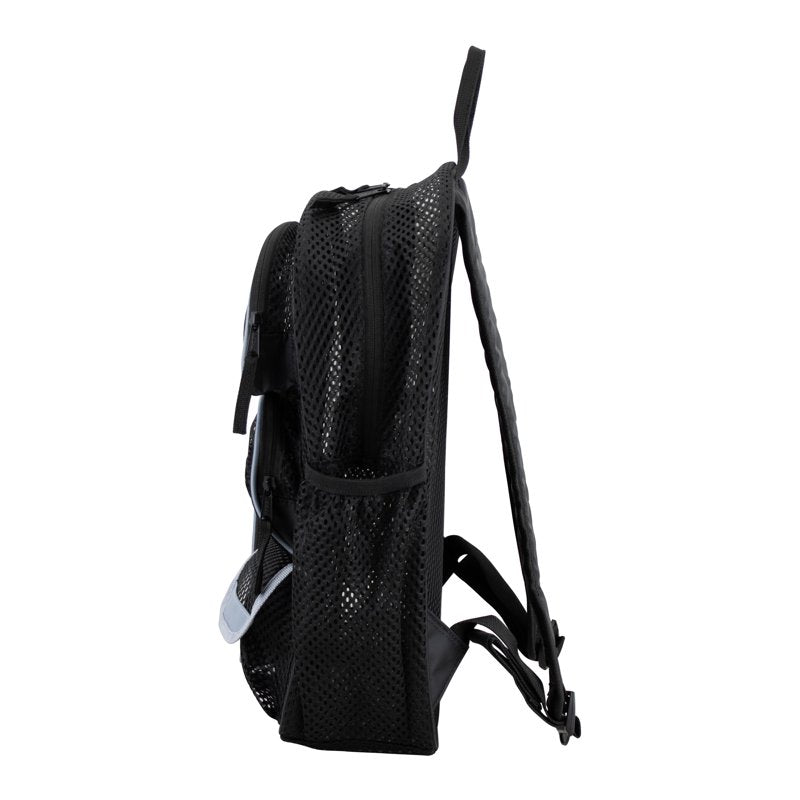 16-Inch Unisex Cargo Mesh Backpack with Hydration Pockets - Black/Gray