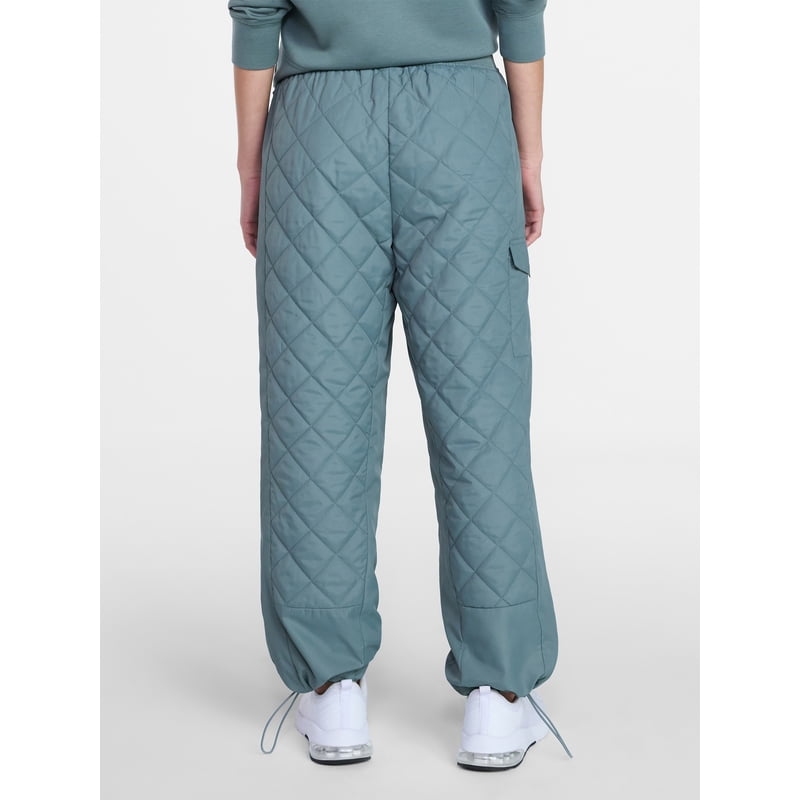 Women's Quilted Jogger Pants - Relaxed Fit with Adjustable Hem
