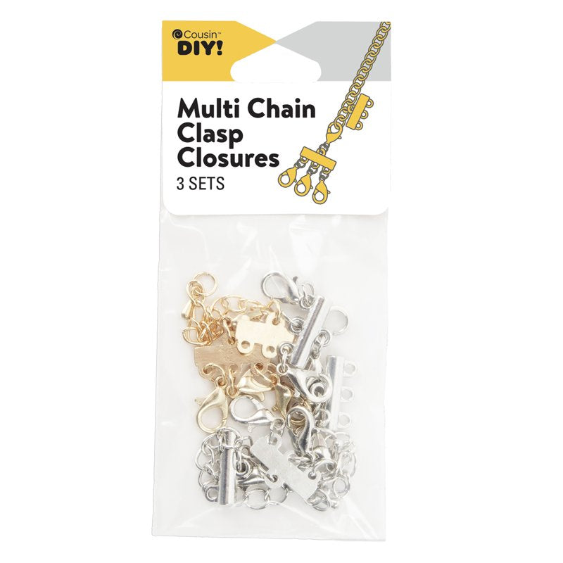 Multi Strand Jewelry Clasp Closure Set - Silver & Gold, Adjustable 3-Chain Design