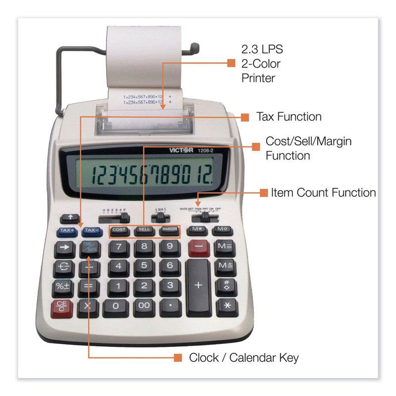 Two-Color Printing Calculator with Large LCD - Office & Home Use