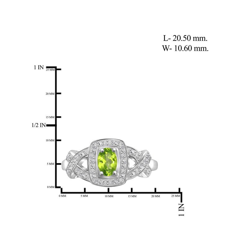 Peridot Birthstone Ring 0.50 Carat Sterling Silver Jewelry with White Diamonds