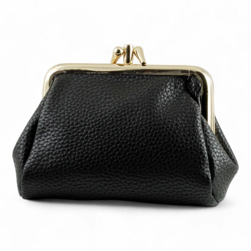 Leather Coin Purse with Triple Frame - Soft Butter Finish, Multi Pocket
