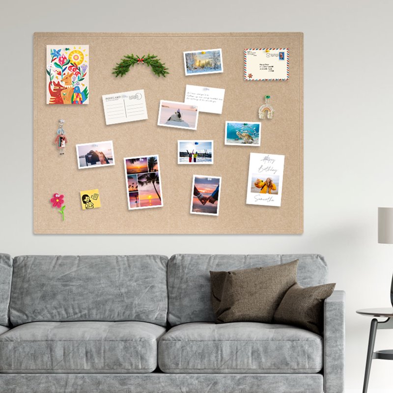 Foldable Felt Bulletin Board with Self-Adhesive Tape - 48x36 or 60x36 Inches, Decorative Cork Notice Pin Board for Office, School, Home