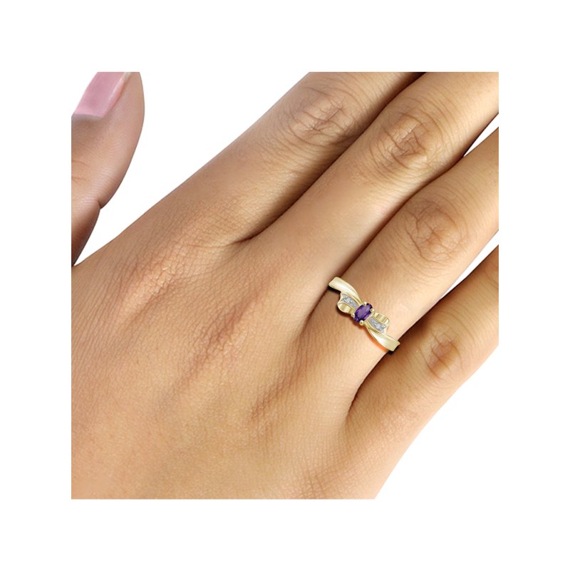 Amethyst Birthstone Ring 0.25 Carat Silver Gold Plated Jewelry for Women