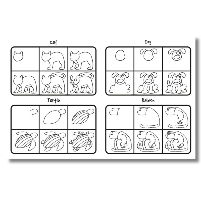 Animals Drawing Sketch Book for Kids - Step-by-Step Art Practice Notebook