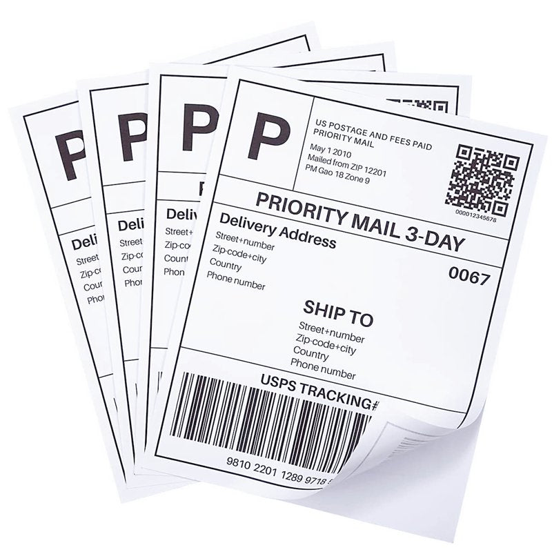 Full Sheet Labels 8.5 x 11 Inches - White Adhesive Printer Stickers for Shipping & Crafts