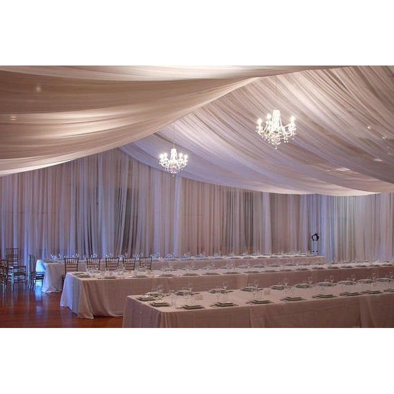 120 Inch Wide Sheer Voile Chiffon Fabric Roll for Wedding & Event Draping - Ivory