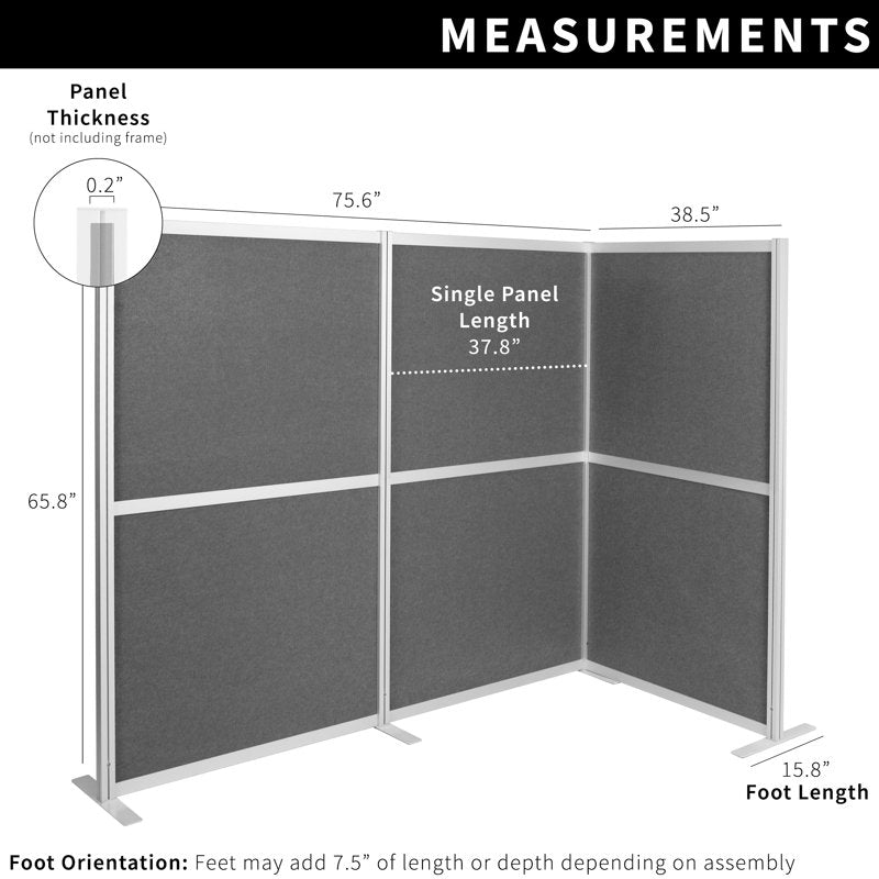 Modular Wall System for Office & Room Dividers - 3 PET Panels, L-Shape