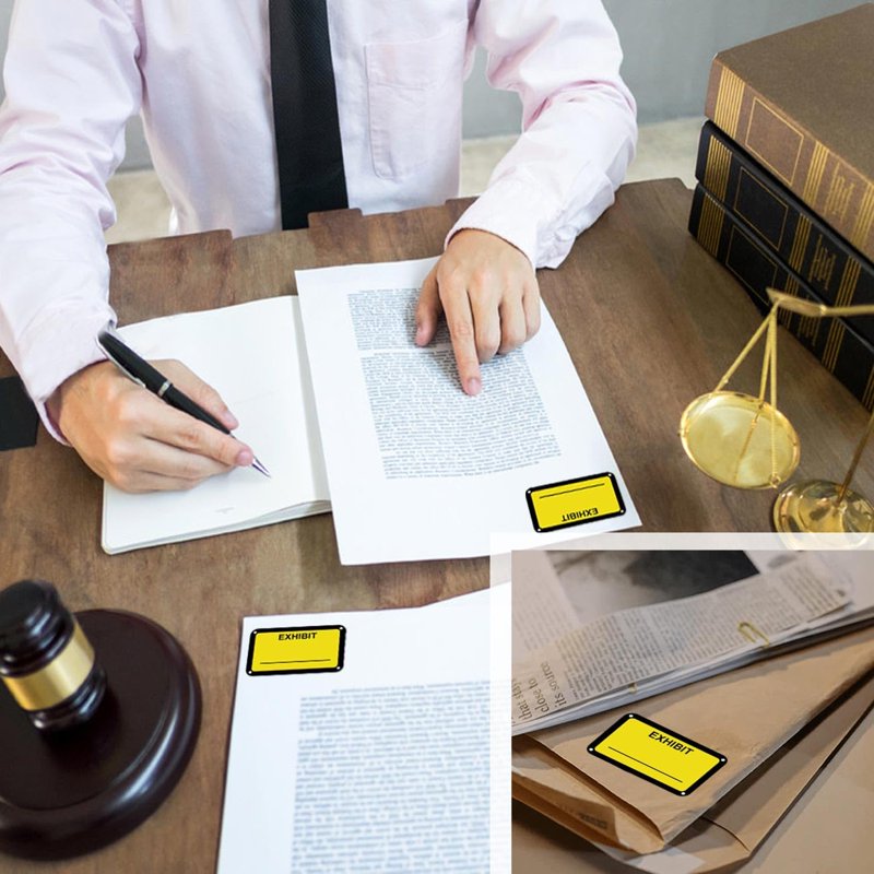 Yellow Legal Exhibit Labels - 1.65 x 1 Inch, 300 Pack for Document & Court Use