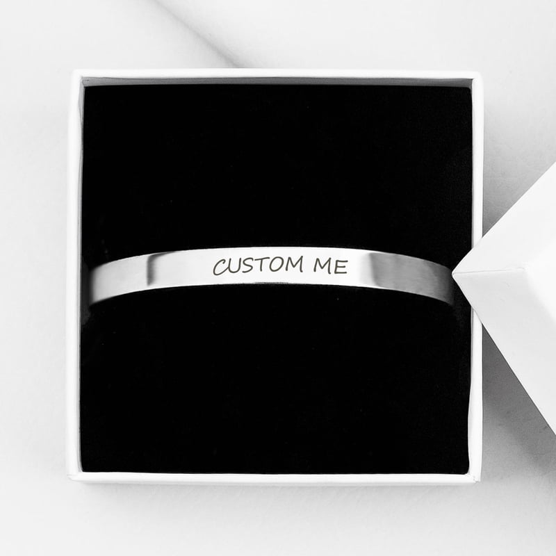 Personalized Engraved Matching Couple Bracelets Set - Stainless Steel Gift Box