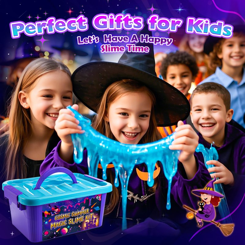 Galaxy Slime Making Kit for Kids Ages 6-12 - DIY Craft & Stress Relief Toy