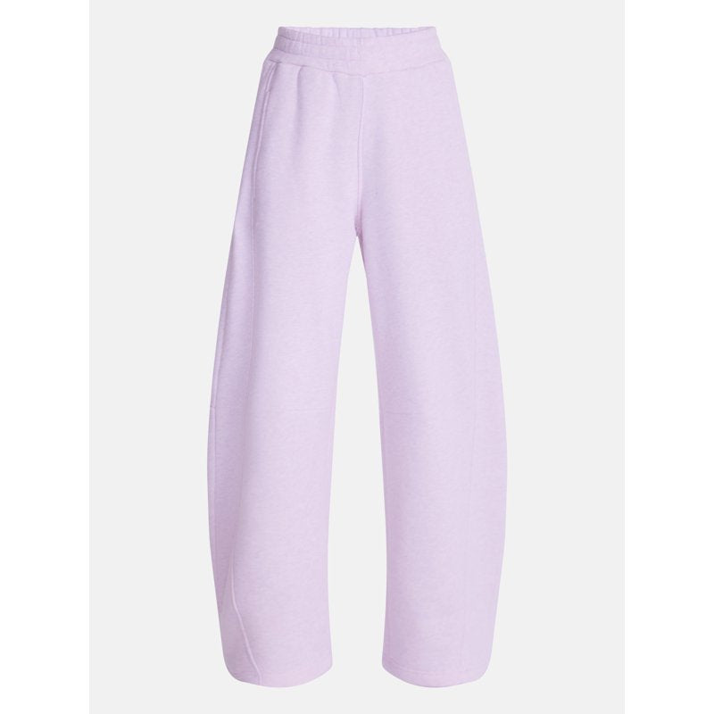 Women's Barrel Leg Fleece Pants with Pockets and Cropped Length