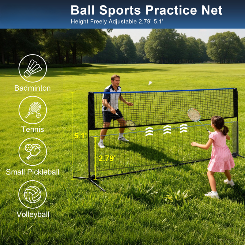 Adjustable Badminton Net with Carry Bag - Indoor & Outdoor Sports Equipment