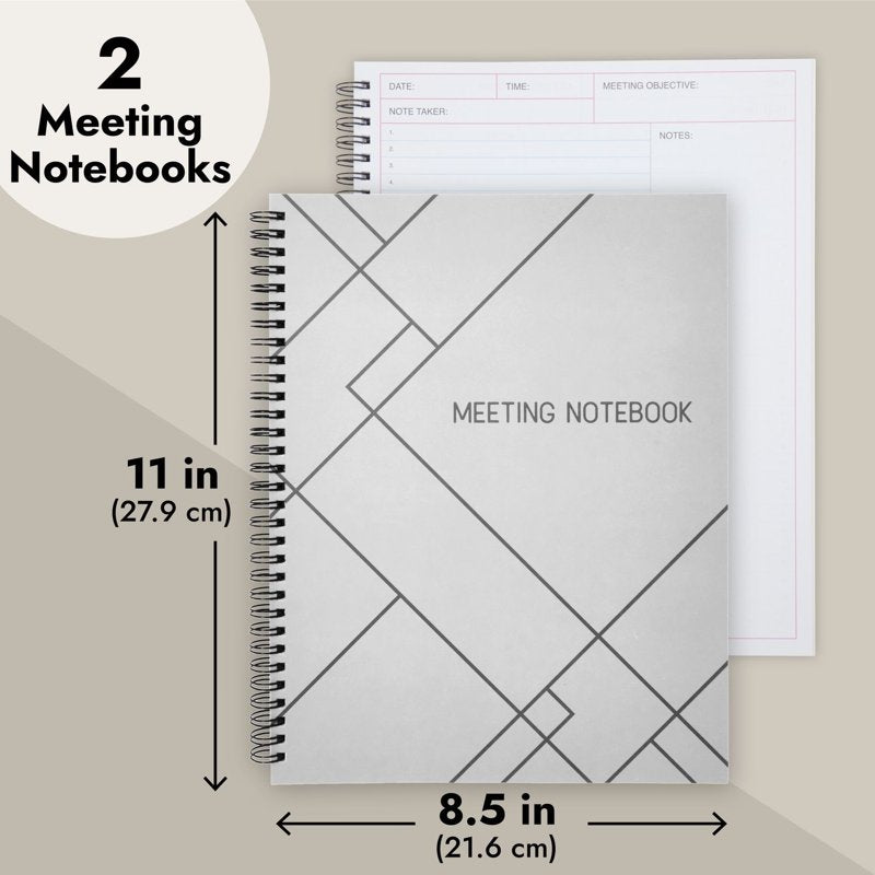 Spiral Notebook for Work - 8.5 x 11 Inches, Pack of 2, White Office Notepads