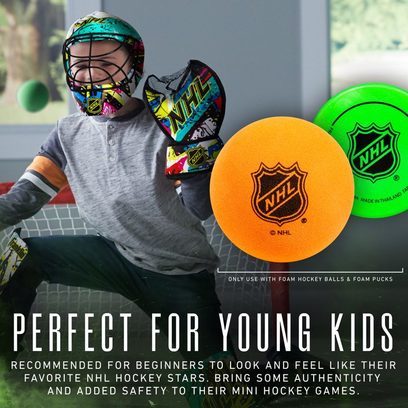 Kids Youth Hockey Goalie Pads Helmet Set - Mini Foam Puck Gear - Graffiti Style