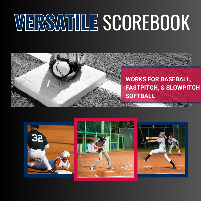 Oversized Baseball & Softball Scorebook - 50 Game Tracking Organizer