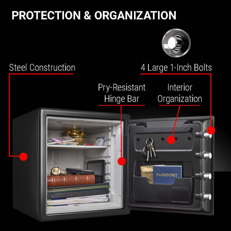 Fire-Resistant Water and Fireproof Safe with Digital Lock 1.23 Cu Ft
