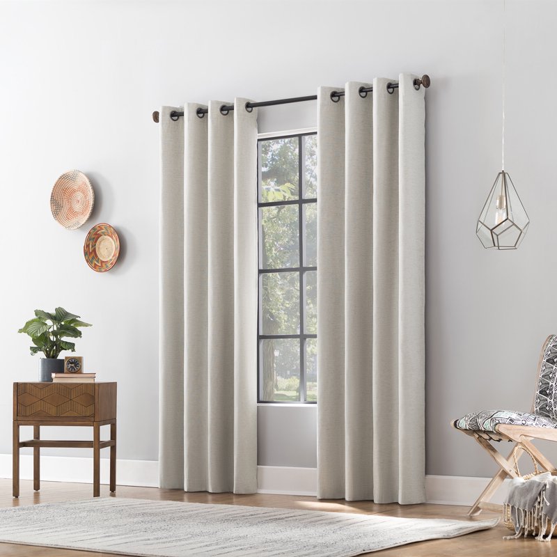 Blackout Linen Blend Grommet Top Curtain Panel - Light-Blocking Home Decor