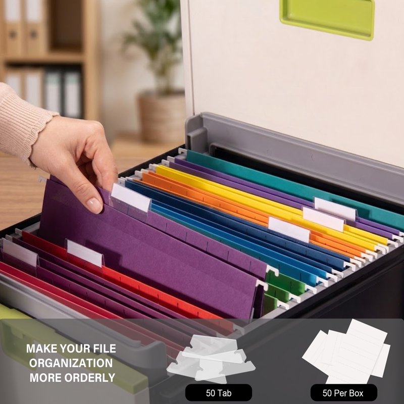 Hanging File Folders with 1/5 Cut Tabs - 25 Pack Letter Size Office Home School