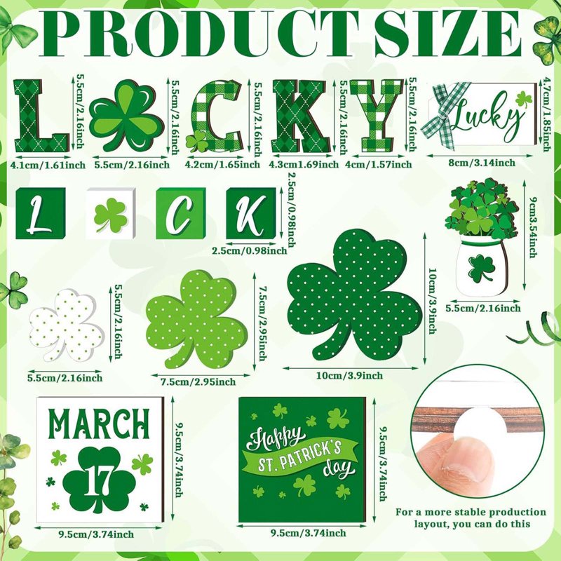 St. Patrick's Day Wooden Tiered Tray Decor - Irish Holiday Tabletop Ornament