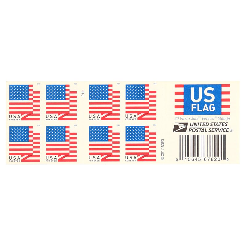 USPS 2018 Forever U.S. Flag Postage Stamps Book of 20 - American Flag Collectible