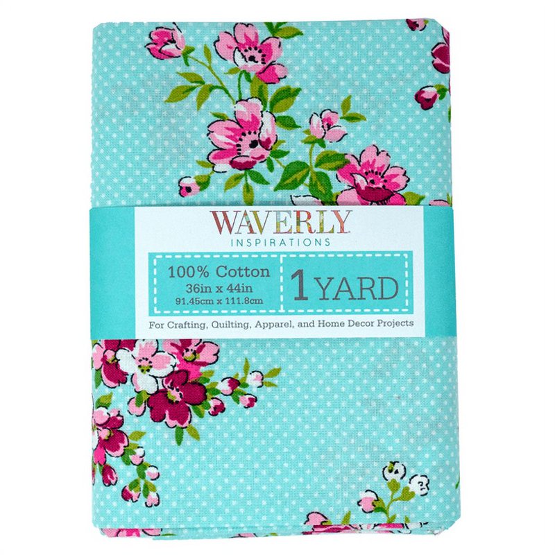 Small Floral Aqua Cotton Fabric - 3 Yard Pack for Quilting & Sewing
