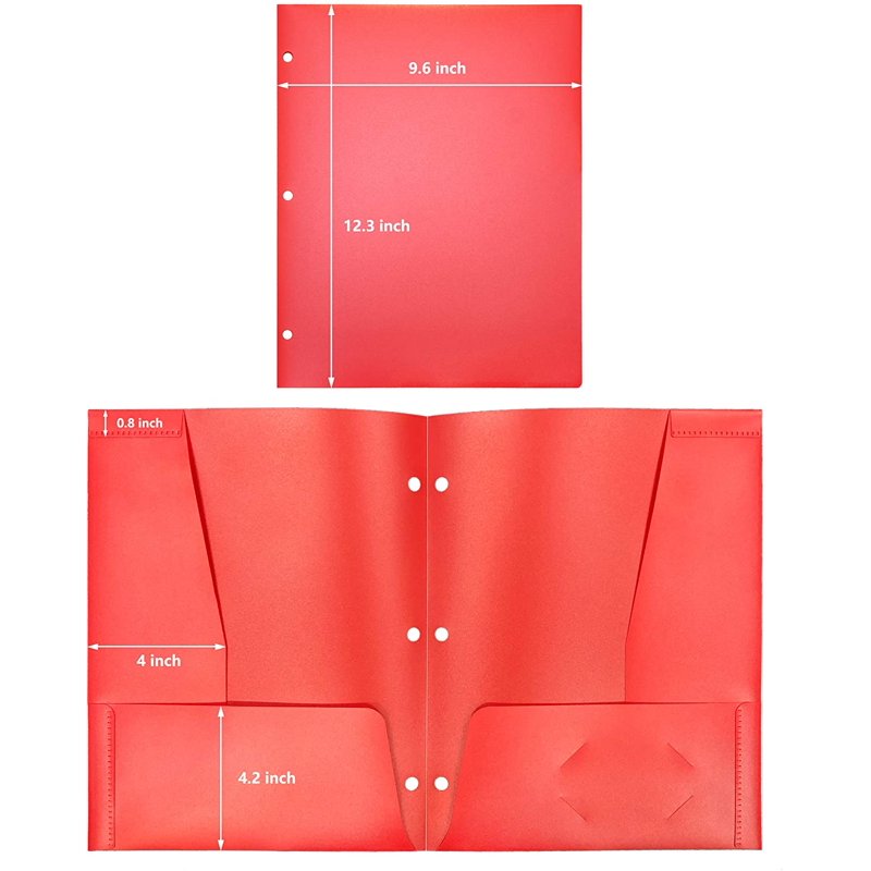 4-Pocket Plastic School Folders with 3-Hole Punch - Assorted Colors, 6 Pack