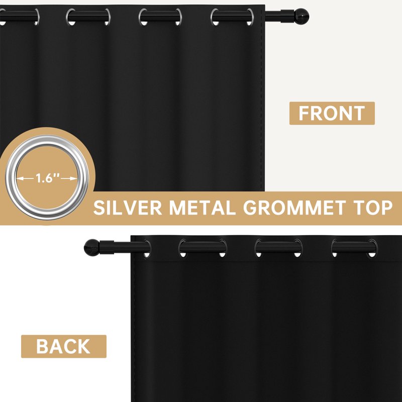 Blackout Curtains for Bedroom Light Blocking Thermal Insulated 52x84 Inch - Noise Reduction, Room Darkening Drapes, Single Panel
