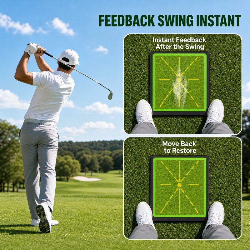 Golf Hitting Mat with Swing Path Feedback & Impact Detection - Indoor & Outdoor Practice Trainer