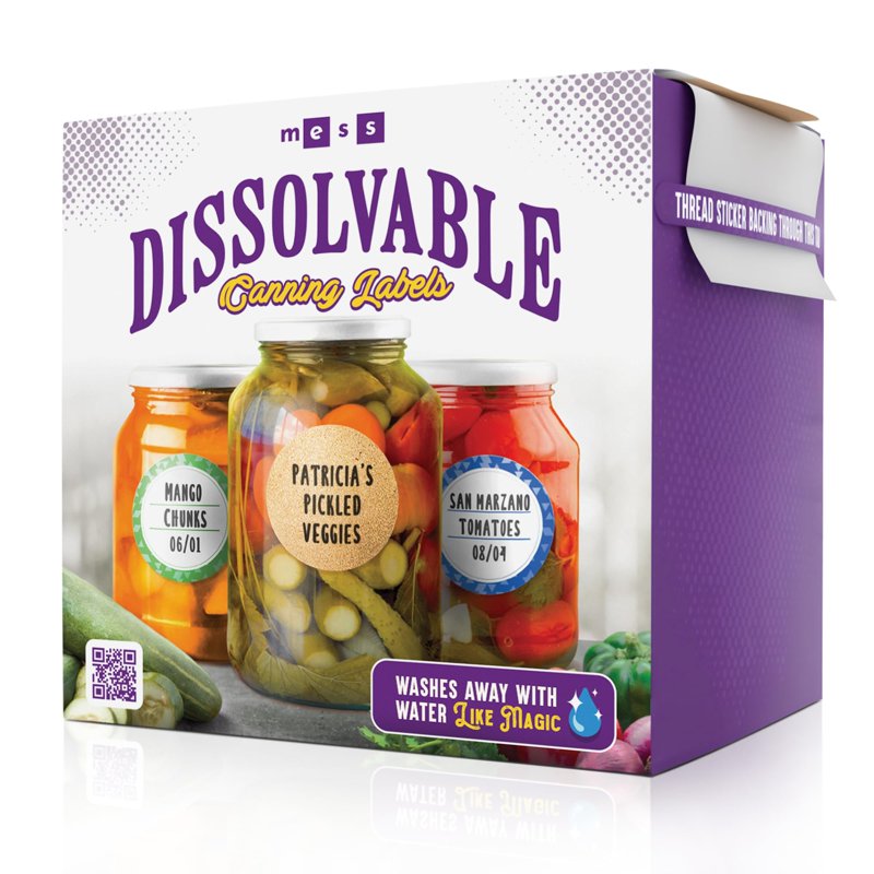 Dissolvable Canning Labels - 200 Kraft Paper Jar Labels - Water-Safe Adhesive