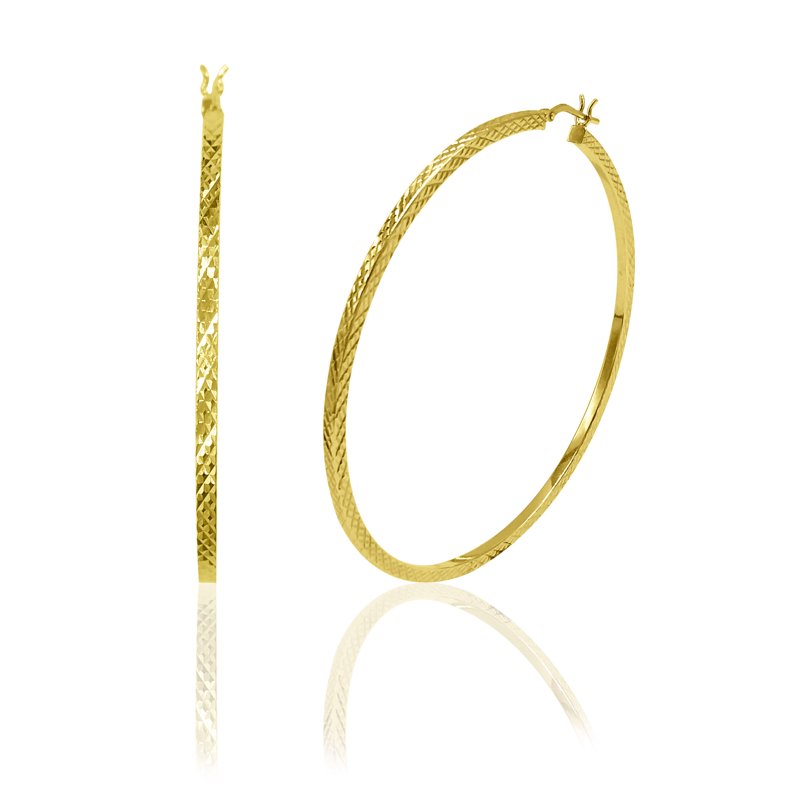 Large Square Mesh Tube Earrings - 14K Gold Plated Sterling Silver Jewelry