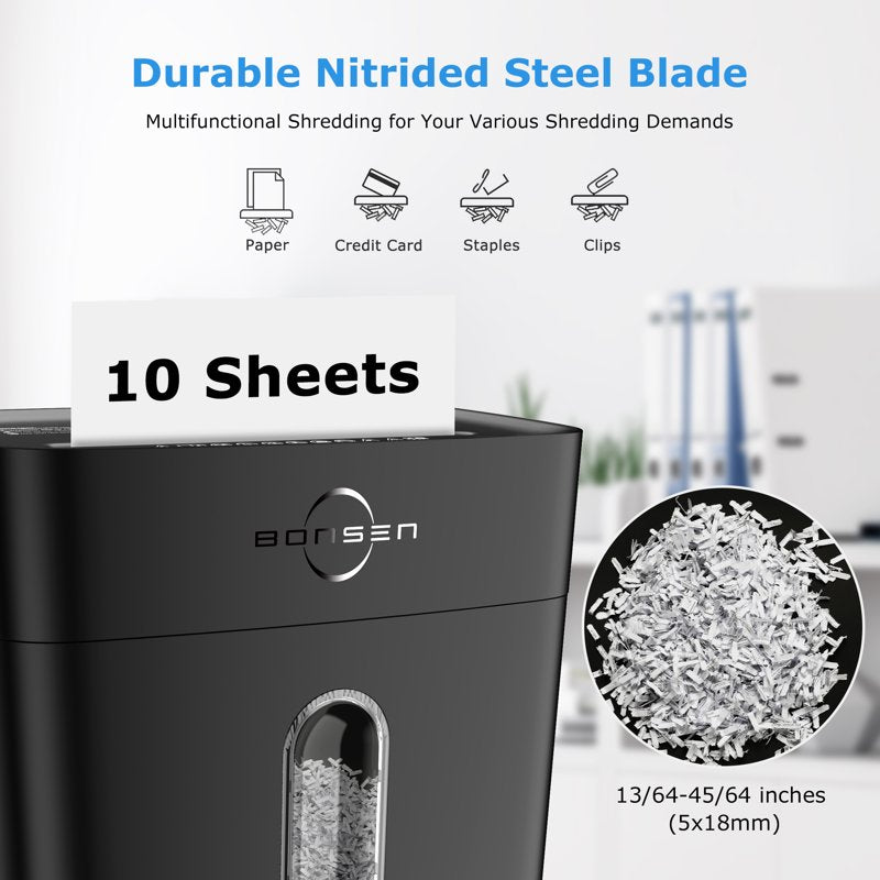 10-Sheet Cross Cut Paper Shredder with 4-Gallon Wastebasket for Home Office Security