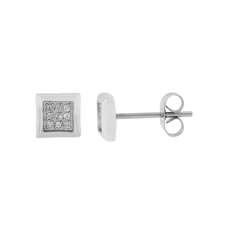 Men's Stainless Steel Set of 3 Black and White Finish Stud Earrings